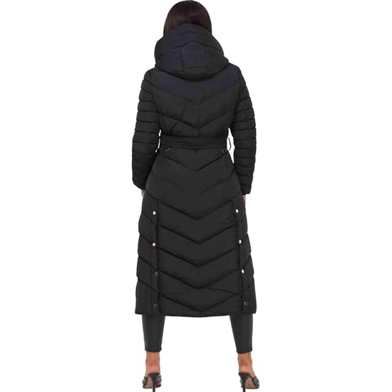 Jess Women’s Long Puffer Coat with Belt & Hood