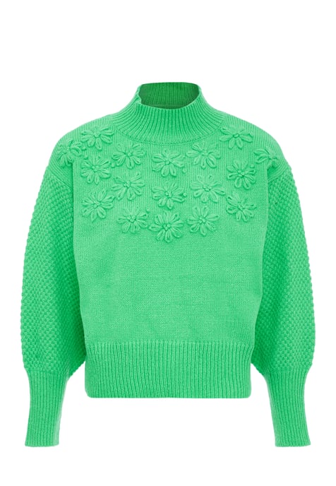 Mymo Pullover mit Blumenstick Damen grün - Image 1