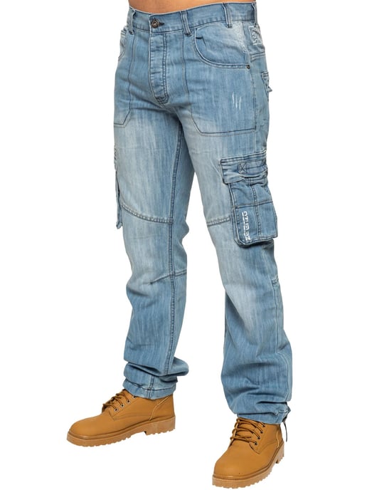 Enzo | Herren Combat Denim Jeans - Hellblau - Image 1