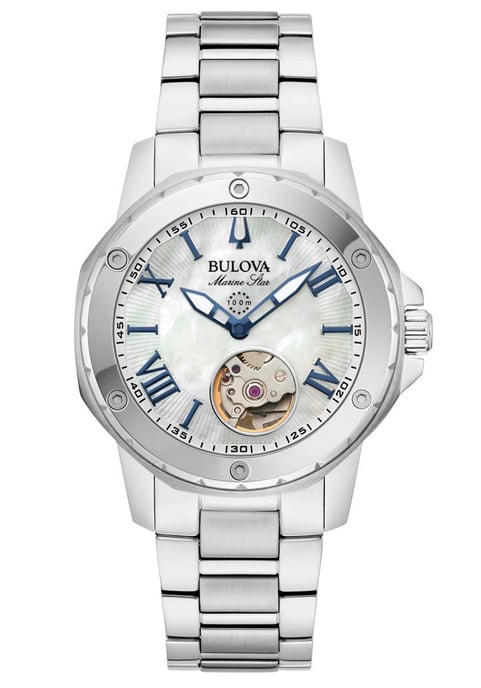 Bulova Marine Star Damen Silber Uhr 96L326 - Image 1