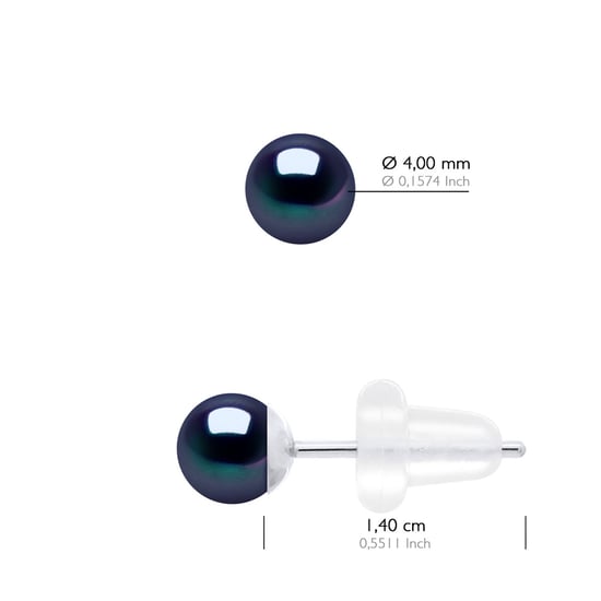 Earrings in White Gold 750 - Real Cultured Freshwater Pearls Round 4-5 mm