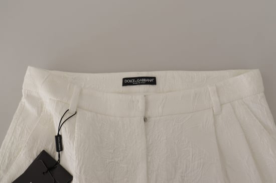 Dolce & Gabbana Weiße Hochtaillierte Culotte Baumwoll Shorts für Damen - Image 4
