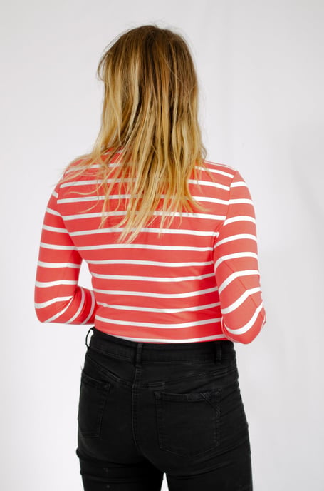 Striped cotton rich slash neck tops