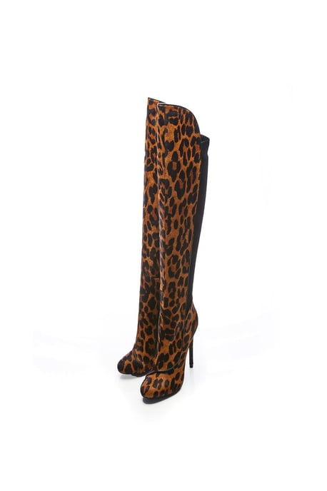 'Savi' Leopard Leopard Pony Knee High Boots