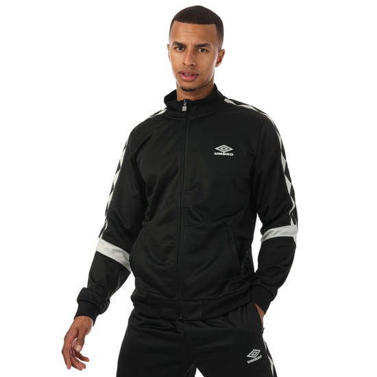 Men's Umbro Diamond Taped Tricot Track Top in Black