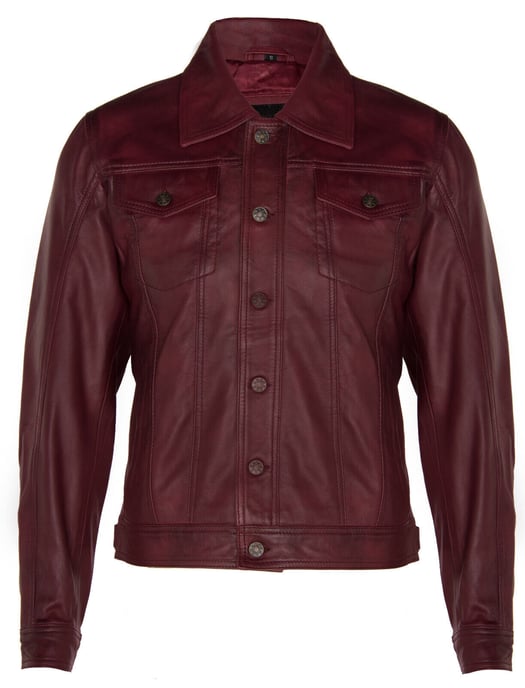 Trucker slim fit leather shirt-jean jacket