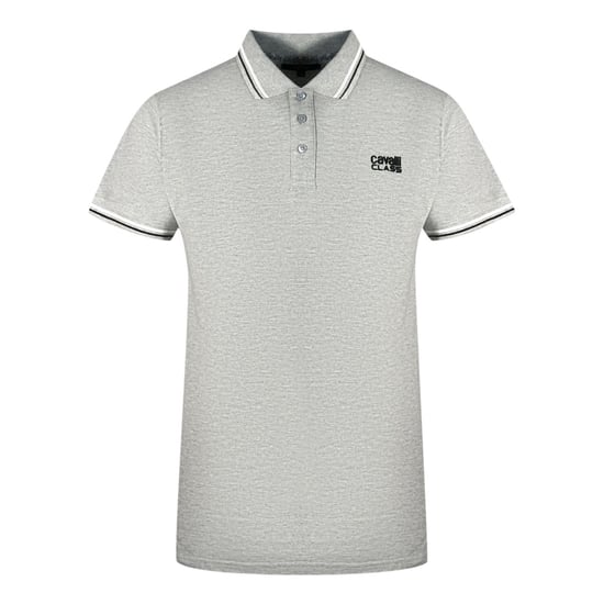 Cavalli Class Poloshirt mit Zwillingskantenkragen in Schwarz mit Logo in Grau - Image 1