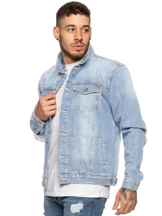 Enzo Men's Enzo Denim Designer Jacke - Hellblau - Image 2