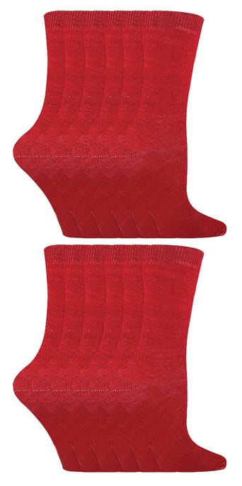 Sock Snob - 12 Paires Chaussettes Enfants Unies | Chaussettes Coton Ecole - Rouge - Image 1