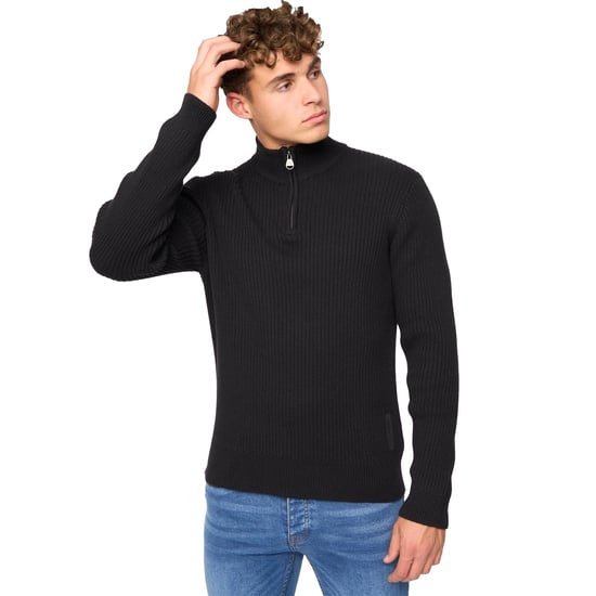 Crosshatch - "Havaline" Pullover mit kurzem Reißverschluss für Herren (Schwarz) - Image 1