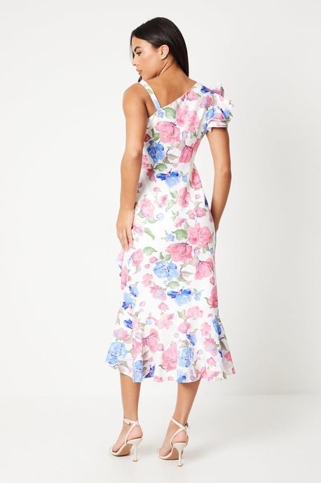 Crepe Ruffle Hem Strappy Dress