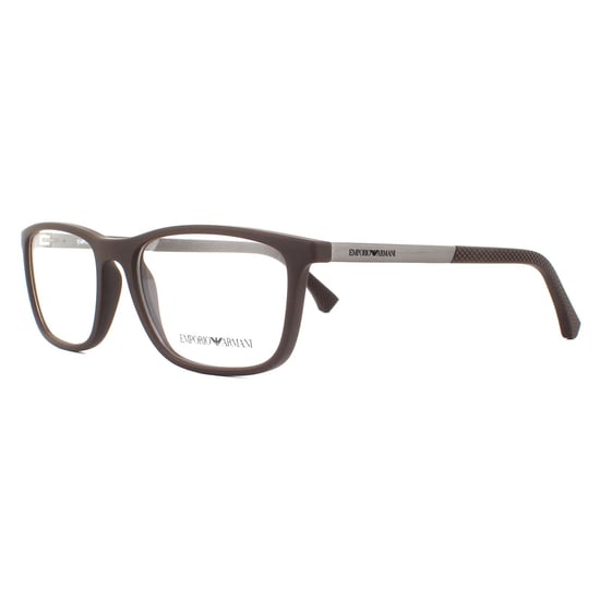 Emporio Armani Rectangular Rubber Brown Mens Glasses Frames