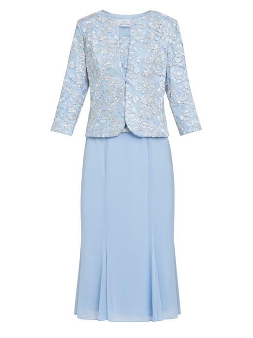 Joyce Midi Dress And Jacket With Embroidered Lace