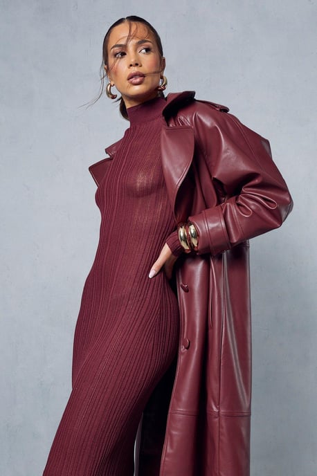 High Neck Sheer Knitted Ribbed Maxi Dress
