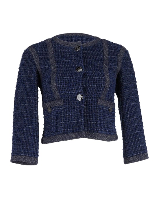 Chanel Abendjacke aus marineblauem Baumwollstoff - Image 1
