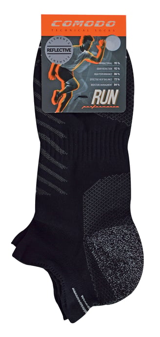 Comodo - Hi Viz Running Socken | Leichte Anti Blister Sport Socken - Schwarz - Image 2