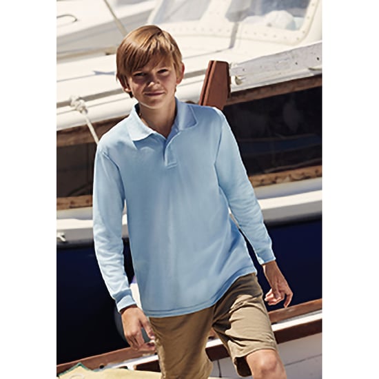 Fruit of the Loom Kinder Polo Shirt, Langarm (Himmelblau) - Image 4