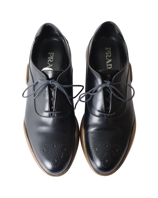 Prada Plattform Brogues aus schwarzem Leder - Image 5
