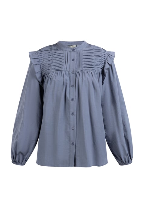 Dreimaster Langarmbluse Damen Grau-Blau - Image 1