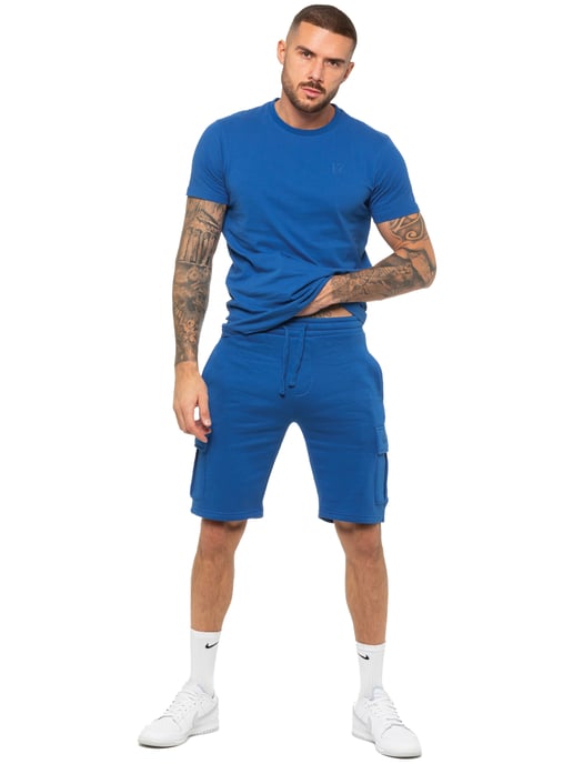 Enzo | Herren T-Shirt Trainingsanzug mit Shorts Set - Blau - Image 1