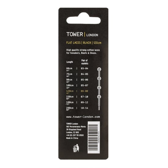 TOWER London Schwarz Flache Schnürsenkel (120cm) - Image 2