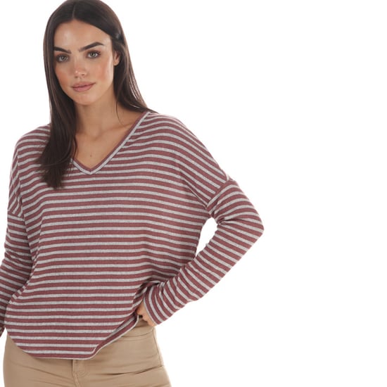Women's Jacqueline de Yong Harlow LS Tonsy V-Neck Top in Rose