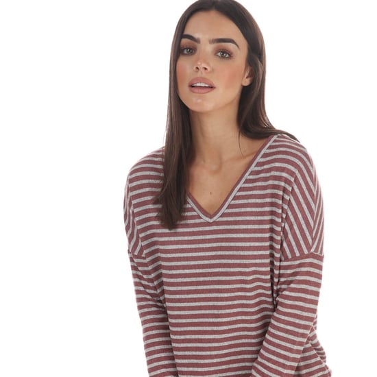 Women's Jacqueline de Yong Harlow LS Tonsy V-Neck Top in Rose