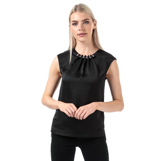 Women's Ted Baker Camble Folded Bead Neck Top in Black