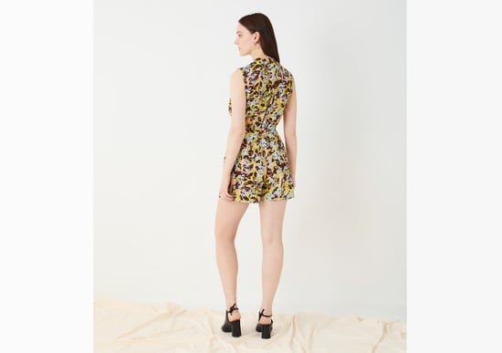 Violet Printed Linen Playsuit - Multi