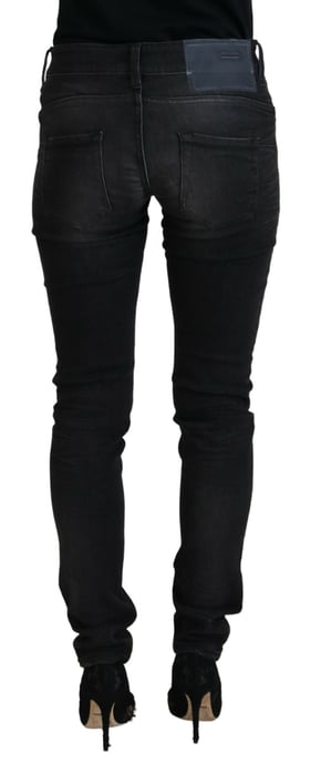 Acht Schwarze Baumwolle Niedrige Taille Slim Fit Damen Freizeit Denim Damenjeans - Image 3