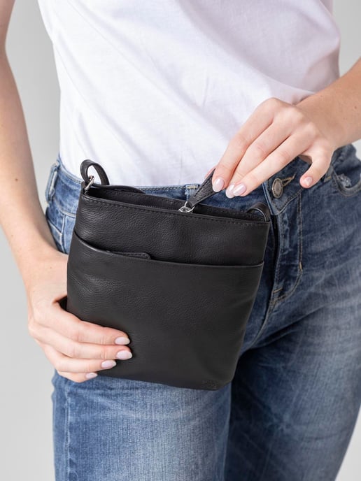 Lowther Leather Cross Body Bag in Black