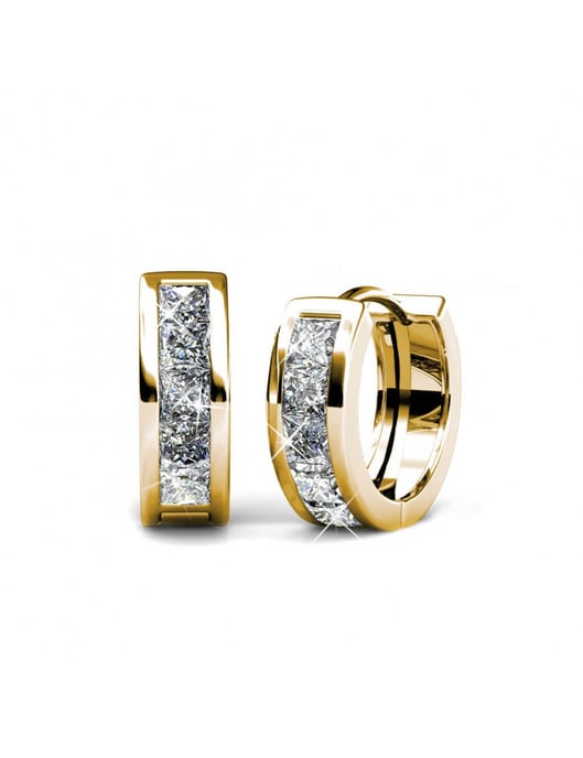 Quadratische Ohrringe - Gold und Kristall - Image 3