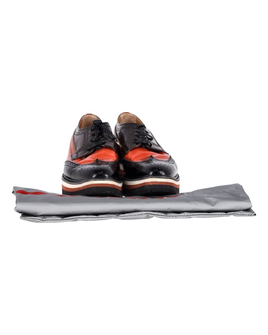 Prada Flatform Derby Brogue Schnürschuh aus schwarzem Leder - Image 2