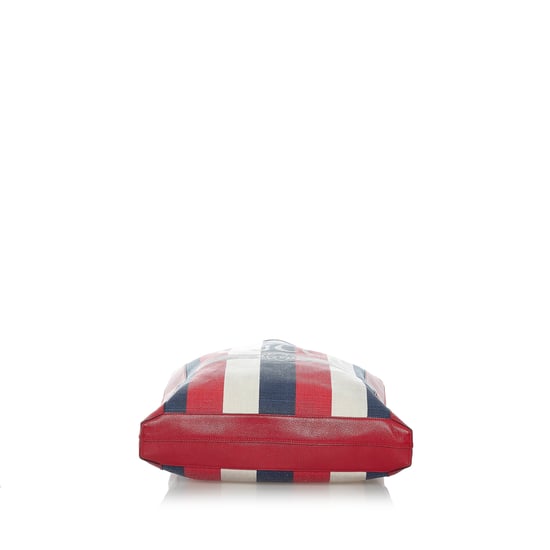 Vintage Gucci 2018 Logo Striped Tote Bag Red