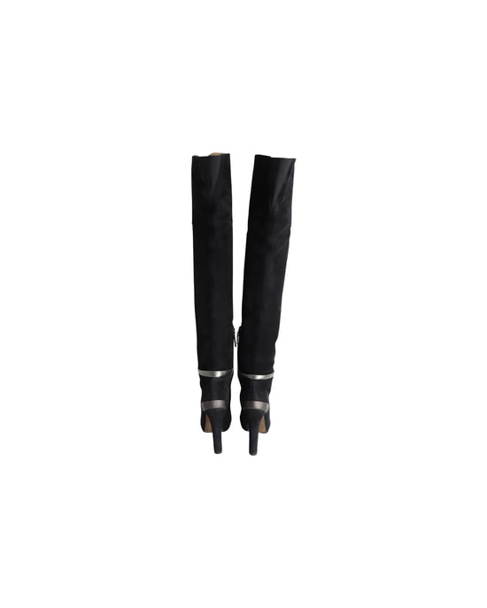Fendi Overknee-Absatzstiefel aus schwarzem Wildleder - Image 4