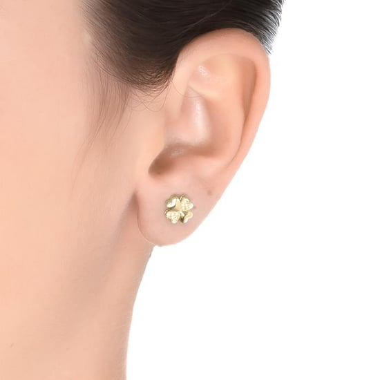 Luxenter Sterling Silber 925 Ohrringe mit glänzenden Zirkonia in 18K Gelbgold - Hatua - Image 2