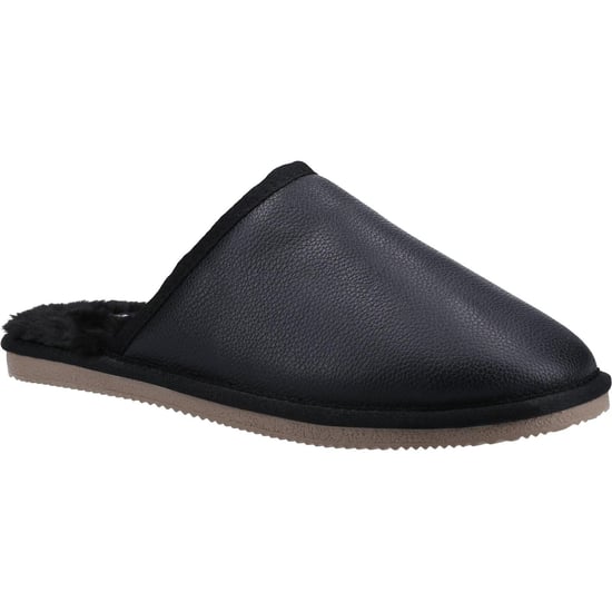 Hush Puppies Herren Coady Leder Hausschuhe (Schwarz) - Image 1