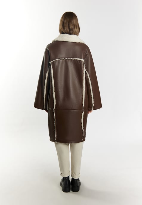 Dreimaster Mantel aus Lammnappa Damen braun - Image 3