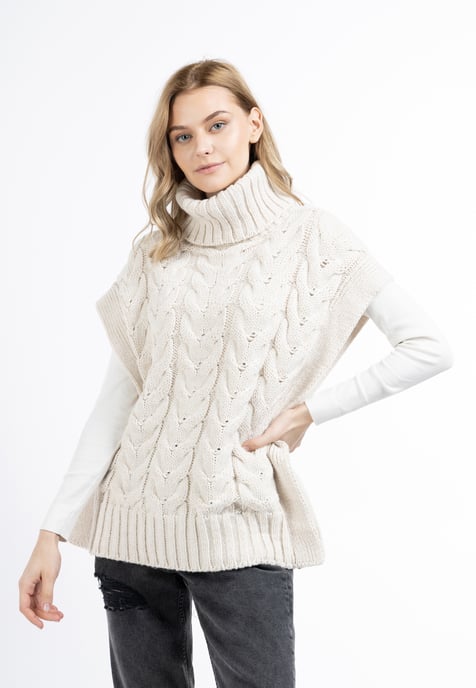 Dreimaster Strickweste Damen WOLLWEISS - Image 3