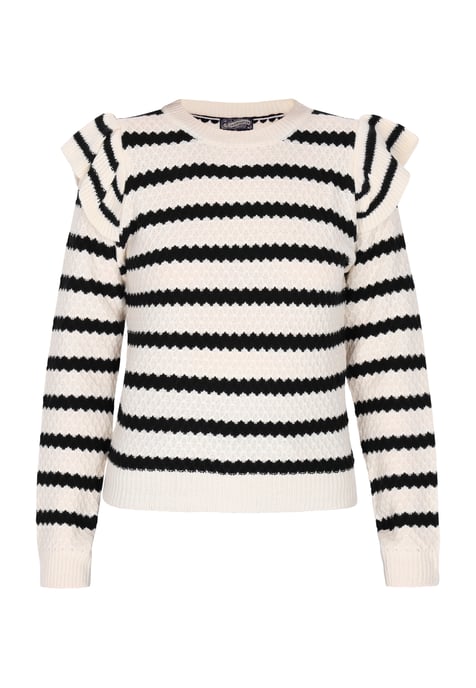Dreimaster Pullover Damen Schwarz Weiss Streifen - Image 1