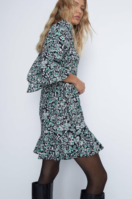 Drawn Ditsy Print Mini Flippy Dress