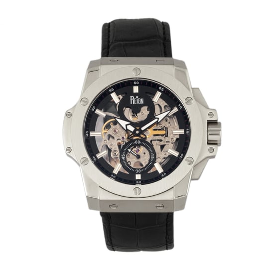 Reign Commodus Automatic Skeleton Leather-Band Watch