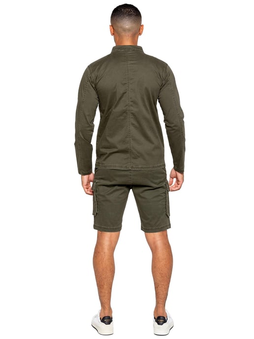 Enzo | Herren Cargo-Trainingsanzug mit Shorts Set - Khaki - Image 4