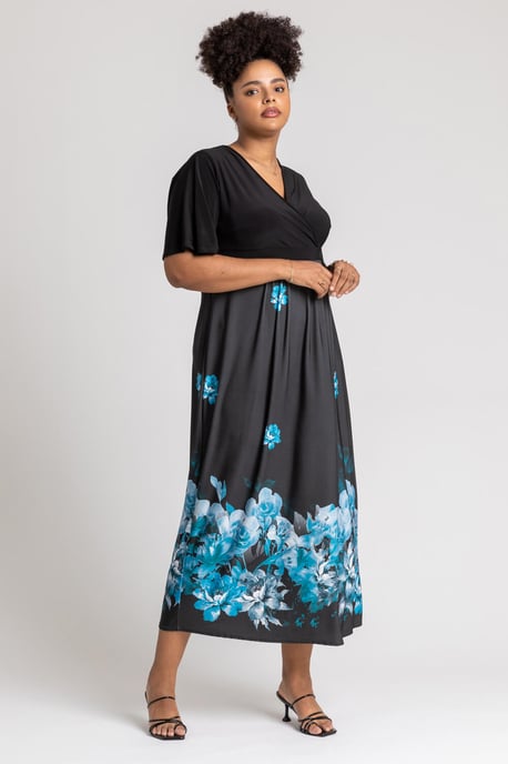 Curve Floral Border Print Maxi Dress - Image 3