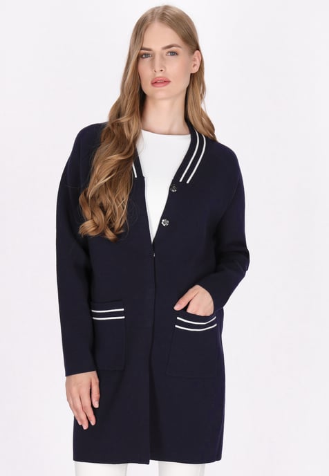 Dreimaster Cardigan Damen Marine Weiss Streifen - Image 3