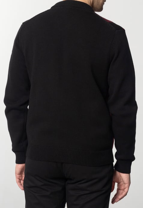 Apollo Mens Chunky Cotton Cardigan With Large Check Pattern In Black/Red