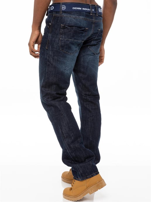 Enzo | Herren Denim Straight Fit Jeans - Dunkelblau - Image 2