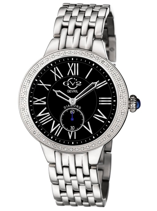 GV2 Astor Damen Schweizer Quarz Diamant schwarzes Zifferblatt Edelstahl Uhr - Image 1
