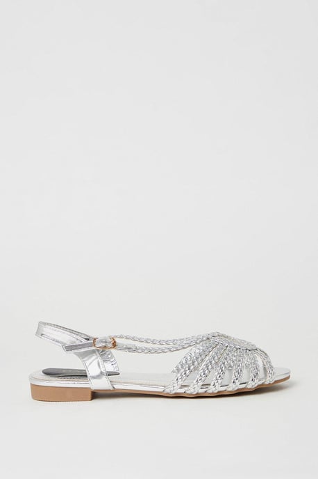 Bronte Plaited Slingback Peeptoe Flat Sandals - Image 2