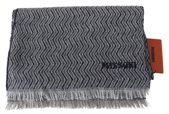 Echarpe unisexe en cachemire gris à motif zigzag pour hommes Missoni - Image 4
